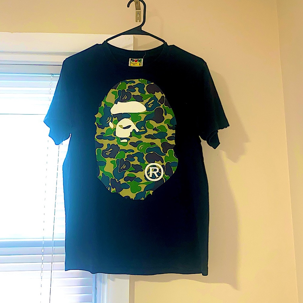 Black and camo green Bape shirt